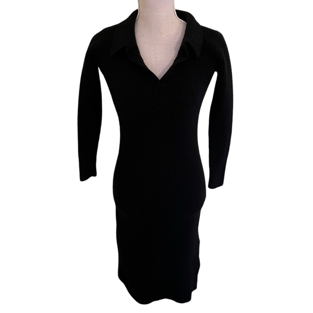 Emilia George for Nuuly Black Yak/Wool Blend Midi Sweater Dress M